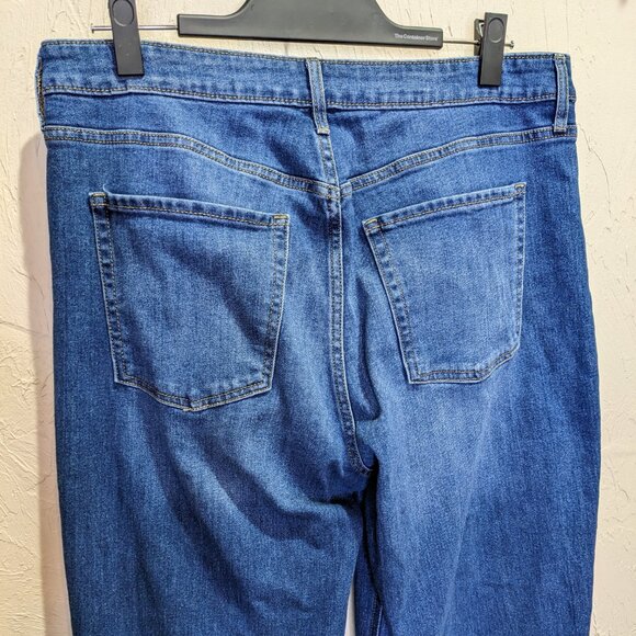 Old Navy Wow Wide Leg Jeans Womens 14 Hi Wasted Tall Medium Wash Denim Pants - Picture 5 of 6
